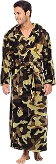 [Alexander Del Rossa] Men's Soft Plush Fleece Hooded Bathrobe, Full Length Long Warm Lounge Robe with Hood