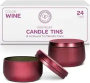 Hearts & Crafts Wine Candle Tins 8 oz with Lids - Case of 24 Bulk Candle Tins