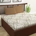Cotton Abstract Print Mix N Match Bedsheet with 2 Pillow Covers Beige and Brown