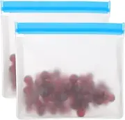 uxcell 11"x2"x10.6" Reusable Freezer Bag, 2 Pcs Leakproof Zip Food Storage Stand Up Bags Fridge Snack Vegetable Fruit Ice Container for Long-Lasting Freshness, Blue