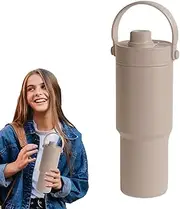 Thermal Mug with Straw, 740 ml Cold Drink Cup with Lid, Tight Vacuum Bottle with Ceramic Coating for Cycling, Children and Adults