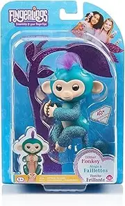 Fingerlings Glitter Monkey - Quincy - Teal Glitter - Interactive Baby Pet - by WowWee (Amazon Exclusive)