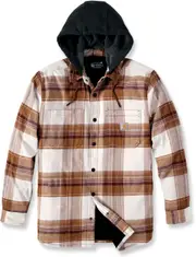 Carhartt Rugged Flex Flannel Fleece, textile jacket , color: Light Brown/Beige/Black , size: S