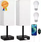 Set of 2 Bedside Lamps – Touch Control, 3-Way Dimmable, USB-C & A Ports, Beige