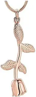 KETIME Stainless Steel Rose Flower Cremation Urn Necklace for Ashes for Women Keepsake Memorial Jewelry