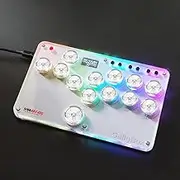 Fushseylina SallyBox with Gamerfinger Caps LED Fighting Stick Controller WASD Mechanical Switches Support PC Xinput Sinoarcade Game controller (ClEAR CAP BUTTON)