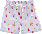 [RPLIFE] Kids Swim Trunks for Boys, Anti-Chafe Swim Trunks Boys 2 T, Cute White Dog