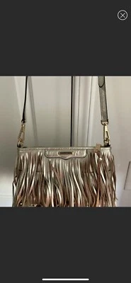 Rebecca Minkoff Women's Gold Leather All Over Fringe Crossbody Bag Purse