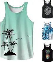 [Generic] Cute Mens Tees Coconut Print Sleeveless T Shirt Vest Top Rayon Long Sleeve Shirt Men
