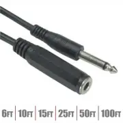 6-100FT 1/4" 6.35mm Mono Male to Female Audio Extension Cable Dj Speaker Guitar