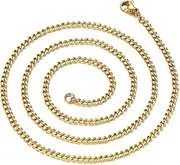 [UMtrade] Simple Men's Women's Stainless Steel Cuban Chain Link Necklace Width 3MM