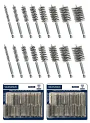 [8-Size_2 Sets] Bore Brush Set Stainless-Steel Wire Brush for Power Drill Dri...