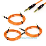 3X 4FT 3.5MM AUX JACK MALE AUDIO STEREO CABLE CORD ORANGE FOR IPHONE 5S 5C IPOD