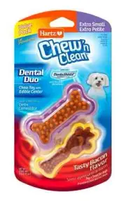 HARTZ CHEW'N CLEAN EXTRA SMALL DENTAL DUO DOGS UNDER 10LBS BONE TOY NEW