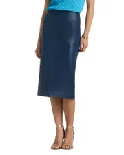 St. John Double Face Nappa Leather Skirt