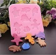 Silicone Fondant Mold Cute Lovely Sea Turtle Shark Horse Shape Ocean Theme Fondant Cake Decoration Gum Paste Chocolate Mould