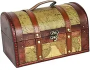 PERSELOSO Antique Wooden Treasure Chest Retro Storage Box for Jewelry Rings and Ornaments Decorative Home Display Prop Color Pattern Color