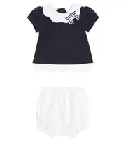 [Patachou] Patachou Baby scalloped cotton top and bloomers set M 12 blue