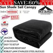 Instahut Sun Shade Sail Cloth Shadecloth Awning Canopy 3x6m 280gsm Rectangle New