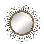 36" Wall Mirror Metal Rattan Wall Decor Wall Mirror Accent Round Mirror