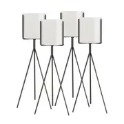 SOGA 4X 70cm Tripod Flower Pot Plant Stand with White Flowerpot Holder Rack Indoor Display LUZ-FPotH70WHTX4