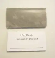 1 GREY MARBLE VINYL CHECK BOOK COVER & 12 CHECKBOOK TRANSACTION REGISTERS