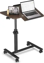 Mobile Laptop Stand for Couch Overbed Table with Wheels Adjustable Height