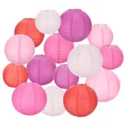15Pcs 4"8"12" Paper Lanterns Red,Pink,Rose Red,Light Pink,Purple