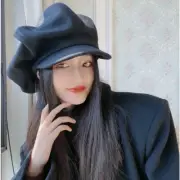 Women Hat Cap Beret Wool Blend Newsboy Gatsby Flat Oversized Black Fashion