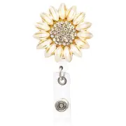 Luxury Flower Retractable Name Card Badge Holder with Alligator Clip, ID Badg...