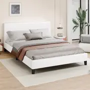 ALFORDSON Bed Frame Double Size Base Platform Leather White