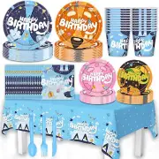 141PCS Blue Dog Cartoon Birthday Party Supplies,Blue Dog Happy Birthday Party...