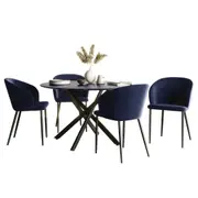 Stoten Dining Table and 4 Chase Dining Chairs - Navy Navy