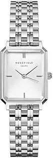 [Rosefield] Women's Octagon XS White Sunray Dial Steel Silver-Tone Case and Bracelet OWGSS-O63 Dress Watch, White/Silver, 19.5x24mm