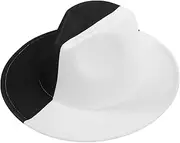 [GLSTOY] Jazz Hat Color Blocking Vintage Jazz Hat for Men Women Stylish Sun Visor Accessory for Parties Everyday Wear Retro Design with Flat Brim Dual Color Pattern