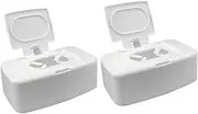 ULTECHNOVO 2Pcs Portable Wipes Dispenser Holder Refillable Wet Tissue Storage Box Case with Lid Convenient Wipe Container for Home Nursery Travel