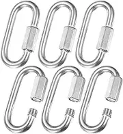 uxcell 6-Pack Quick Chain Link Connector, M10 3/8 304 Stainless Steel D-Shape Locking Repair Chain Links for Swing/Camping/Hiking/Backpack, Twist Key Ring Screw Chain Link [Silver]