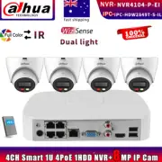 Dahua 4CH 4POE NVR4104-P-EI WizSense NVR 4K 8MP Color POE IP camera System Lot