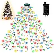 XIJUAN Christmas Tree Lights - 2M x 16 Drop, 400 LED, Multi-Colored, Waterproof, Indoor/Outdoor, 8 Lighting Modes & Timer