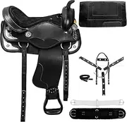 BIG BAG THEORY Adult Classic Quality Handmade Synthetic Premium Comfort Western Barrel Racing Trail Equestrian Horse Saddle Tack Size 16" inches Seat.