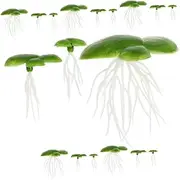 WESIEVYA 6 Pack Mini Fake Duckweed for Aquarium Fish Tank Decor Lifelike Artificial Plants with Roots for Simulation and Versatile Home Office and Hotel Decoration
