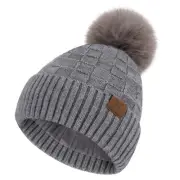 Women Winter Beanie Hats Knit Plaid Pompom Beanies Slouchy Fleece Lined Women...