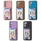 Leather For Samsung S24 S23 S22 Ultra S21 FE Card slot Case Cover Ring