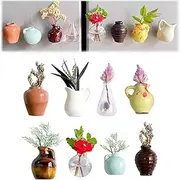 Mini Bud Vases Magnetic Bud Vase Refrigerator Magnets for Fridge, 3D Mini Magnet Vases for Flowers Cute Plant Vase Fridge Magnets for Kitchen, Office Decoration(8pcs)
