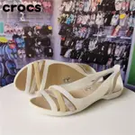 CROCS 卡駱馳 女鞋 伊莎貝拉二代 果凍魚嘴鞋 輕便 平底鞋 沙灘鞋 涼鞋 戶外 女涼鞋 204912 牡蠣色