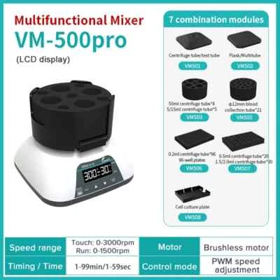Multifunctional VM-500 PRO Vortex Mixer Laboratory Mixing Multi Plate w/ Timing