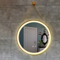 在飛比找松果購物優惠-圓鏡 掛鏡 70CM單色光+除霧 智能鏡 輕奢圓形浴室鏡 吊