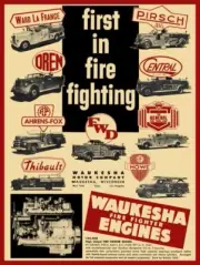 1955 Waukesha Fire Fighter Engines New Metal Sign: HOWE, Ahrens Fox, Thibault ++