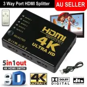 NEW 4K HDMI Switch Switcher Selector Splitter 3 Port Hub Box 1080P For HDTV HD