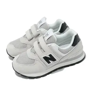 New Balance 休閒鞋 574 中童鞋 寬楦 灰 黑 麂皮 魔鬼氈 小朋友 NB 經典 PV574DMG-W